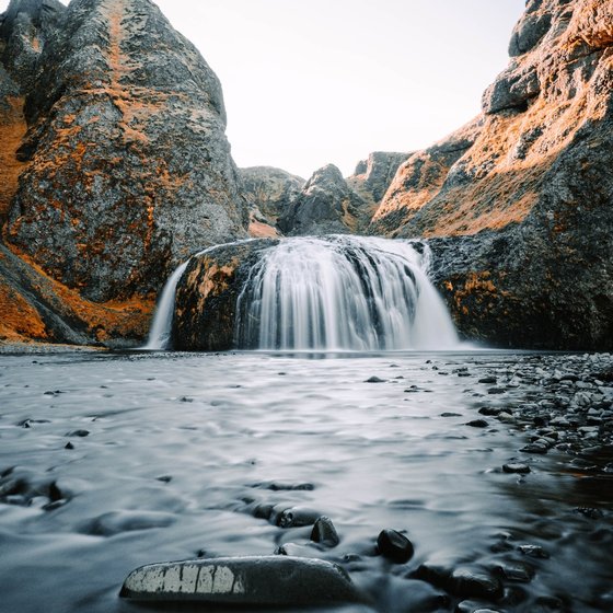 Waterfall between rocks