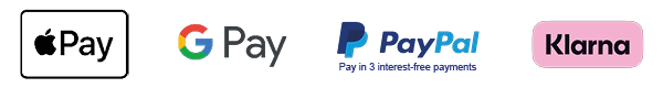 We accept Apple Pay, Google Pay, Paypal, Paypal Pay in 3 and Klarna