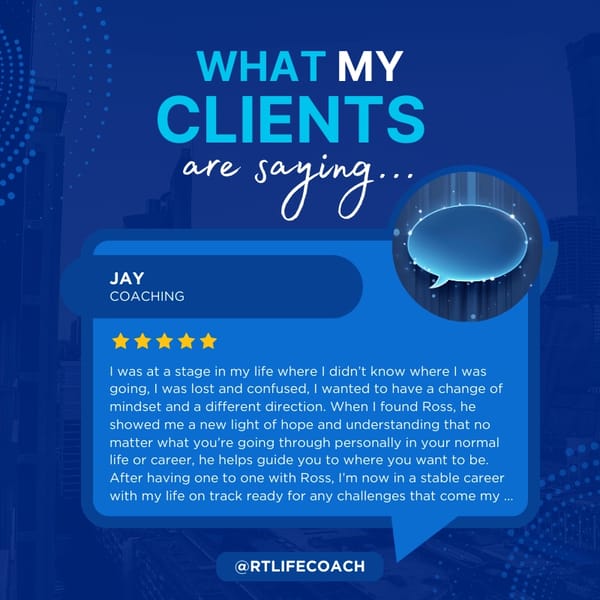 Professional Development Coaching: Review from a client who says Ross helped guide him to where he needs to be. Professional Development Coaching: Review from a client who says Ross helped guide him to where he needs to be.