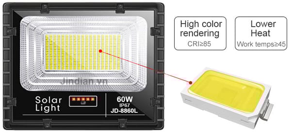 Đèn năng lượng mặt trời 60W JD-8860L Đèn năng lượng mặt trời 60W JD-8860L