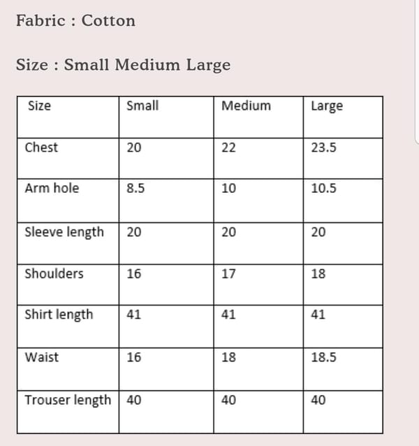 Size chart