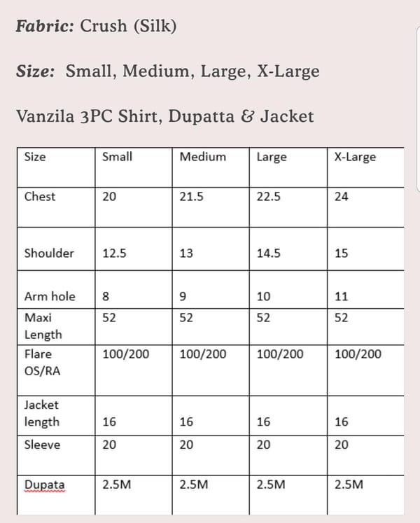 Size chart