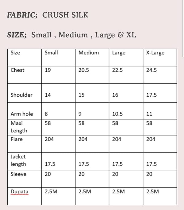 Size chart