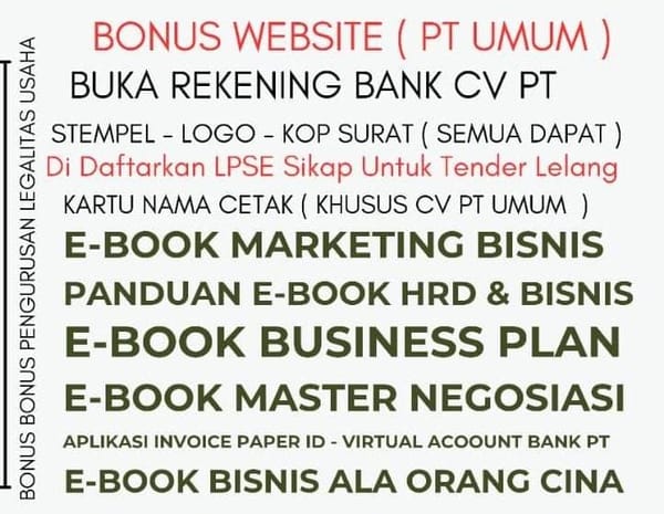 Izinin Pro By Bob Jasa Pengurusan Pendirian Pembuatan Pendaftaran Legal Izin Usaha CV Perusahaan Badan Usaha Murah Cepat Terpercaya Terdekat di Kota Kabupaten
