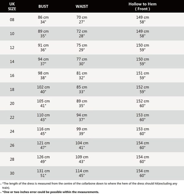 Size Chart Size Chart