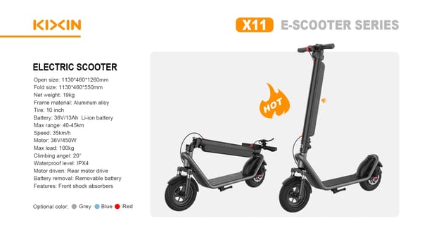 KIXIN X11-36V 13Ah 450W 10" Tires Big Two Wheel Foldable Long Battery E-Scooter KIXIN X11-36V 13Ah 450W 10" Tires Big Two Wheel Foldable Long Battery E-Scooter
