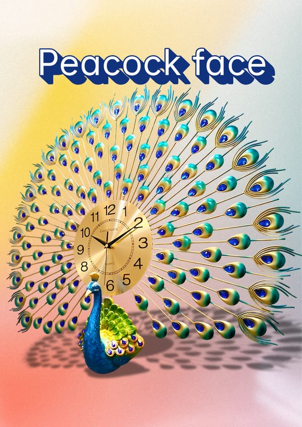 3-D peacock wall clock gives luxurious look to your home.