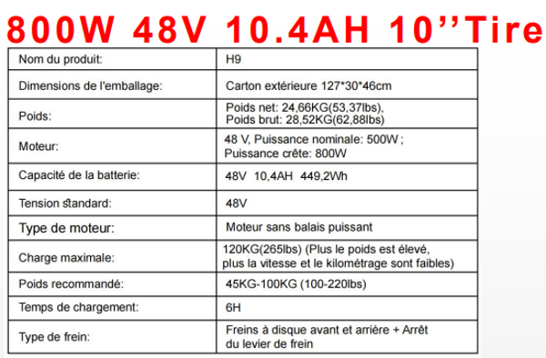 EverCorss H9-HB 24Pro 800W 48V 10,4Ah 10" Tire E-Scooter