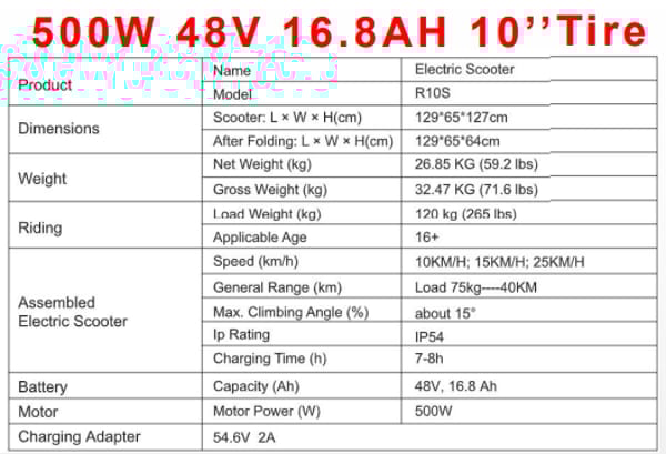RCB R10S 500W 48V 16.8AH 10Tire Light Weight Fold City Classic Fashion Fast Speed E-scooter Trade Sutinen EU TSEU-DYNASTY