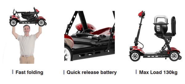 AliceCare Mobility Scooter Foldable 270W 24V 6.6Ah Lithium battery Model "Mad Hatter" Trade Sutinen EU