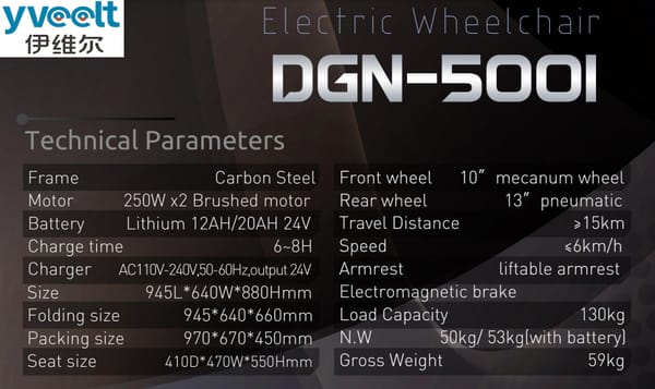Yveelt DGN5001 250W x 2 24V 12Ah/20Ah All-Terrain Electric Wheelchair https://e-vehicle.shop Yveelt DGN5001 250W x 2 24V 12Ah/20Ah All-Terrain Electric Wheelchair https://e-vehicle.shop