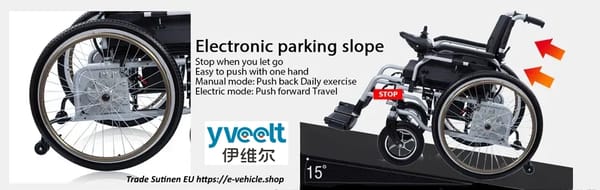 Yveelt EVR300B 250W x 2 24V 12 Ah ET300B Aluminum Alloy Wheels Mobility Electric Wheelchair Trade Sutinen EU