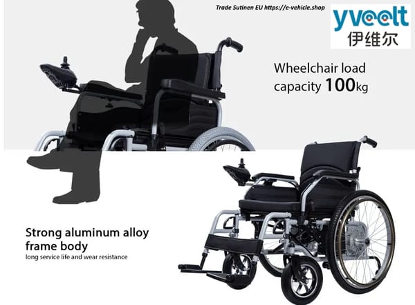 Yveelt EVR300B 250W x 2 24V 12 Ah ET300B Aluminum Alloy Wheels Mobility Electric Wheelchair Trade Sutinen EU