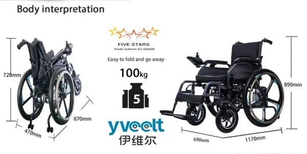 Yveelt EVR300C "Ruby Special" 250W x 2 24V 12Ah Lightweight Foldable Electric Wheelchair- Durable High Carbon Steel Frame Trade Sutinen EU Yveelt EVR300C "Ruby Special" 250W x 2 24V 12Ah Lightweight Foldable Electric Wheelchair- Durable High Carbon Steel Frame Trade Sutinen EU