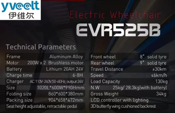 Yveelt EVR525B 200W x 2 24V 20Ah Outdoor Power Electric Wheelchair Trade Sutinen EU Yveelt EVR525B 200W x 2 24V 20Ah Outdoor Power Electric Wheelchair Trade Sutinen EU