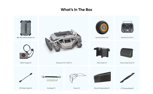 Mowrator S1 4WD 56.2V / 18.2 Ah LiFePO4 Battery 1600W Motor Remote Control Lawn Mower