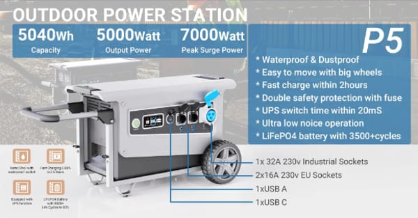 FSENERGY W5 5000W 5040Wh Waterproof Portable Power Station Solar Generator LiFePo4 Battery Cells https://e-vehicle.shop
