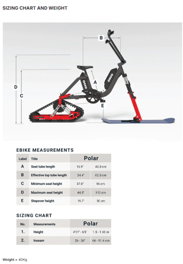 ENVO Flex Electric Snowbike 1000W 840Wh Battery Pack ENVO Flex Electric Snowbike 1000W 840Wh Battery Pack