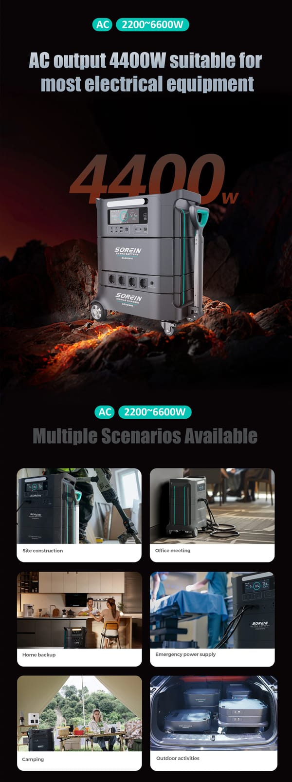 Sorein A4 Outdoor Camping 4400W Lithium Battery Power Bank Portable Power Station