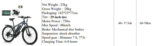 Freezway E8 E-Bike 750W 48v 17.5Ah 29" Tire Trade Sutinen EU