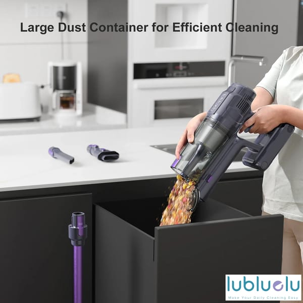 lubluelu L7 - Cordless Vacuum with 30KPa Suction, Large Dust Cup Capacity