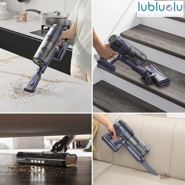 lubluelu L7 - Cordless Vacuum with 30KPa Suction, Large Dust Cup Capacity