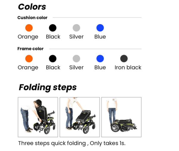 YATTLL YE-200 Lightweight Folding Wheelchair Lithium battery 24V 6Ah X 2