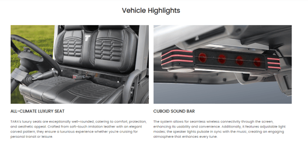 Tara T3 Golf Cart 6.3KW AC Motor with EM brake 48V160AH Lithium Battery Tara T3 Golf Cart 6.3KW AC Motor with EM brake 48V160AH Lithium Battery