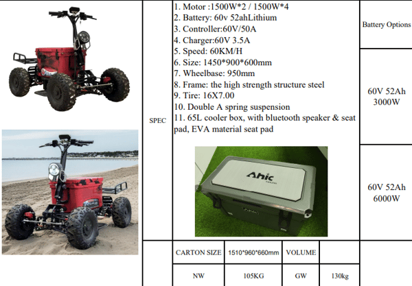 MICO MC-16 Cooler Box ATV 3000W / 6000W motor 60V 52Ah