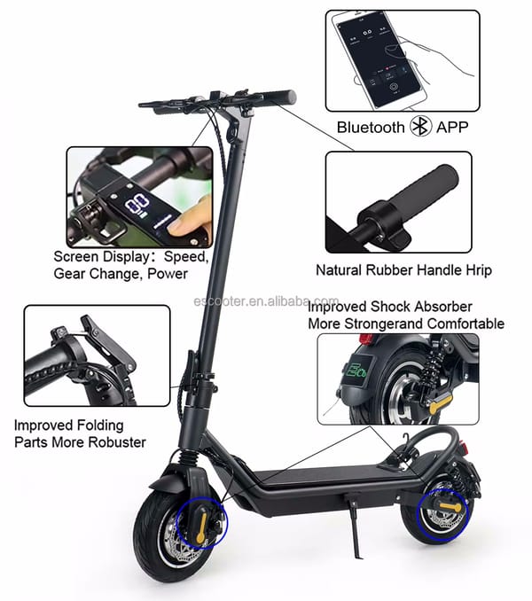 EcoRider E4-7 Max 1000W 48V/15Ah Dual Motor Foldable Electric Scooter with seat