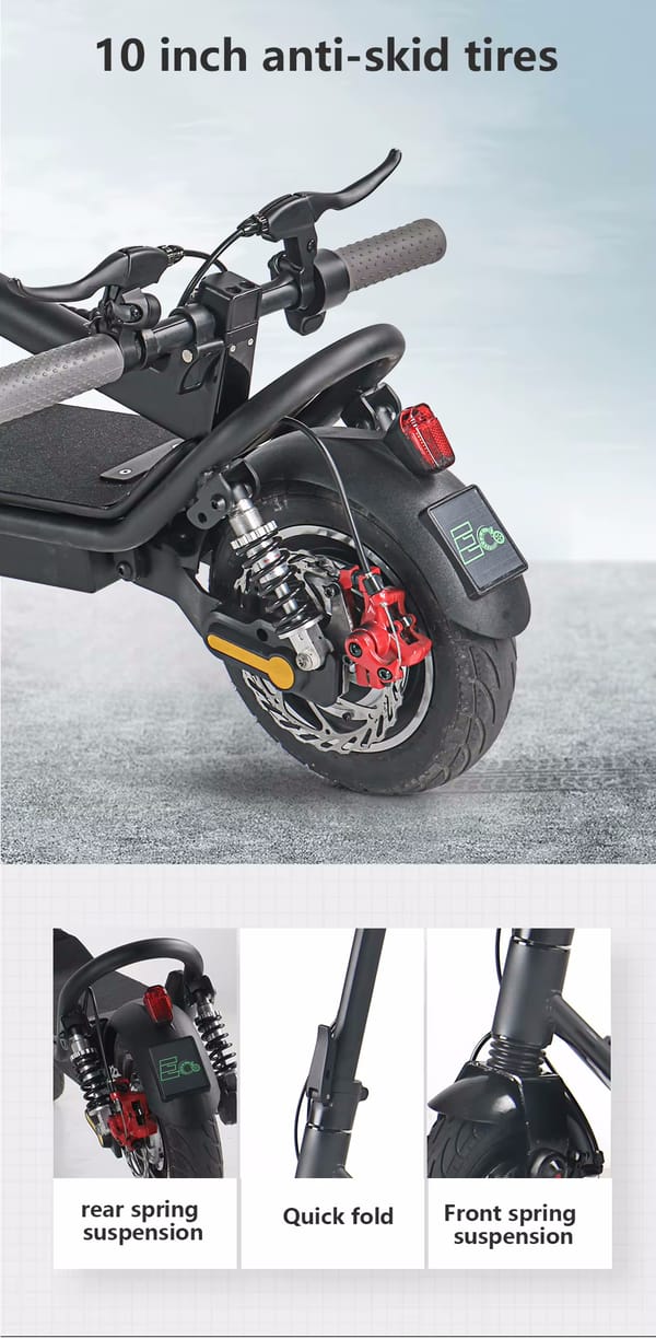 EcoRider E4-7 Max 1000W 48V/15Ah Dual Motor Foldable Electric Scooter with seat