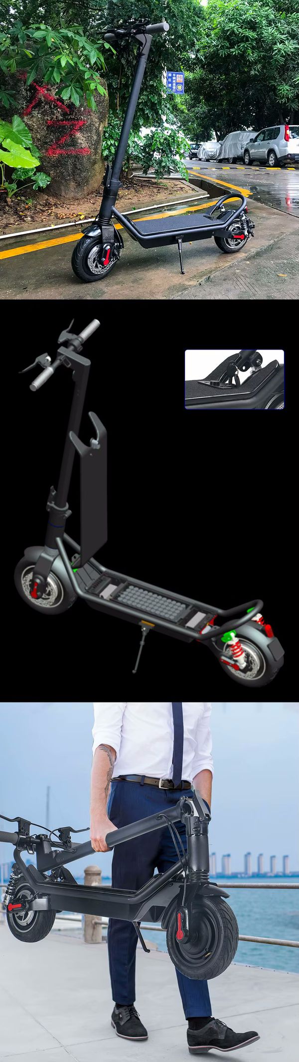 EcoRider E4-7 Max 1000W 48V/15Ah Dual Motor Foldable Electric Scooter with seat