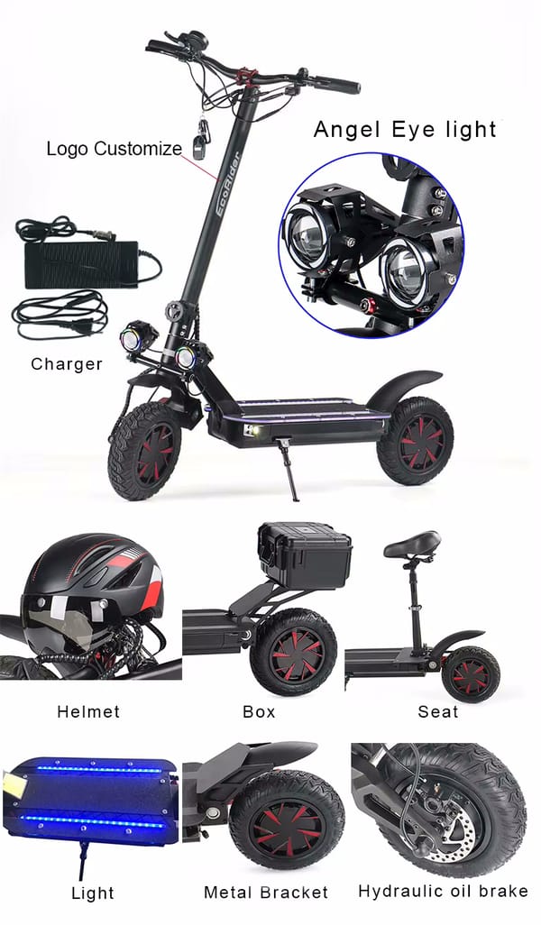 EcoRider E4-9 New Update 3600W(Dual Motor) 58.8V(Max) 23 Ah E-Scooter