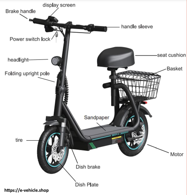 JMC M5 E-Scooter 500W 13Ah Lithium battery 12" wheels, seat + basket JMC M5 E-Scooter 500W 13Ah Lithium battery 12" wheels, seat + basket