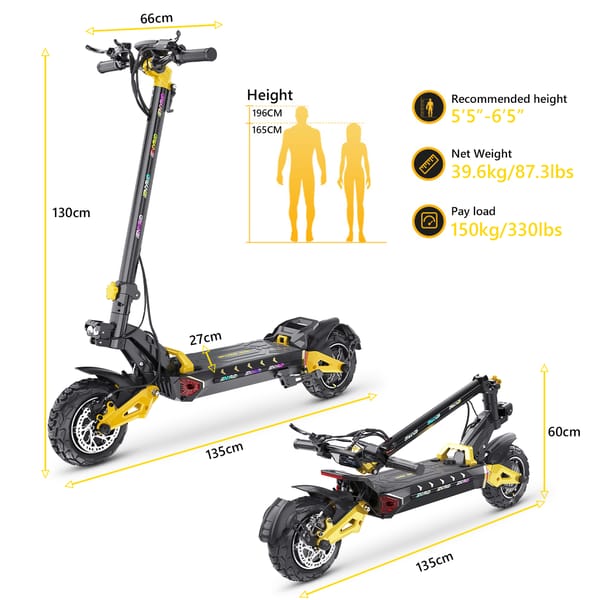 iENYRID ES60 Dual Motor Fast Electric Scooter 2400w Dual Motor 60V 23Ah LiFePO4 battery