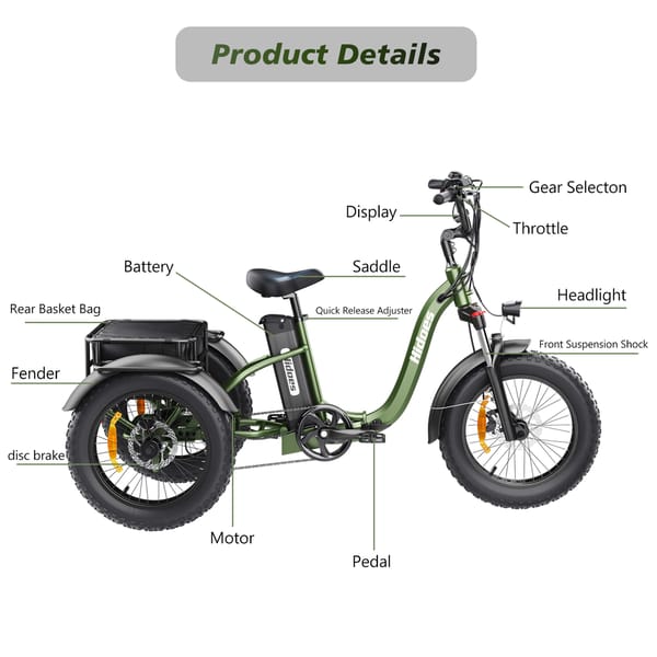 iENYRID Hidoes ET1 Foldable Eletric Tricycle 750W 48V 20AH (Removable) Trade Sutinen EU https://e-vehicle.shop