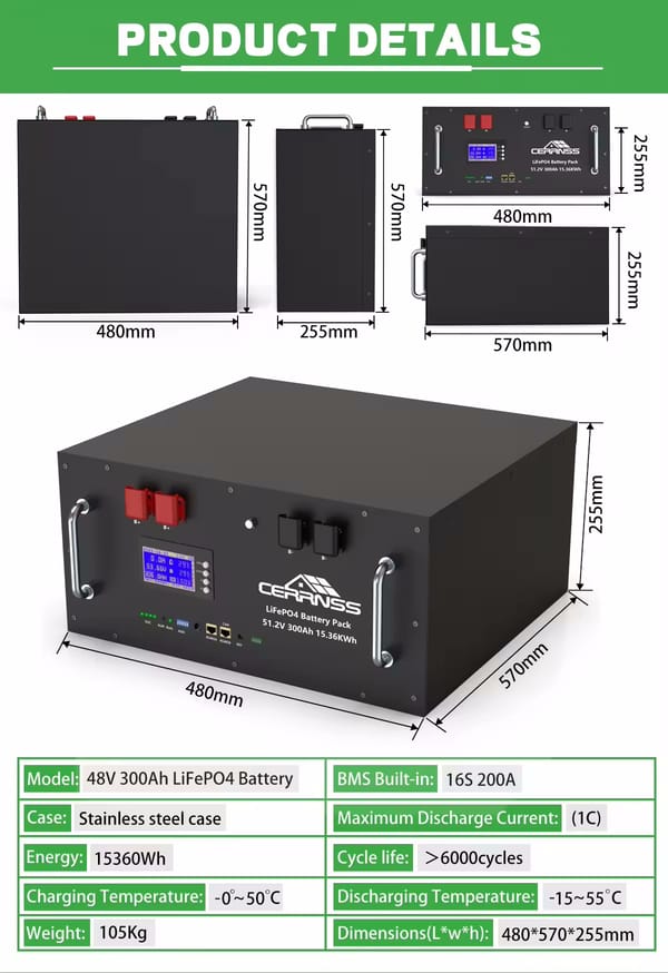 CERRNSS 51.2V 300Ah LiFePO4 Battery Rack CERRNSS 51.2V 300Ah LiFePO4 Battery Rack