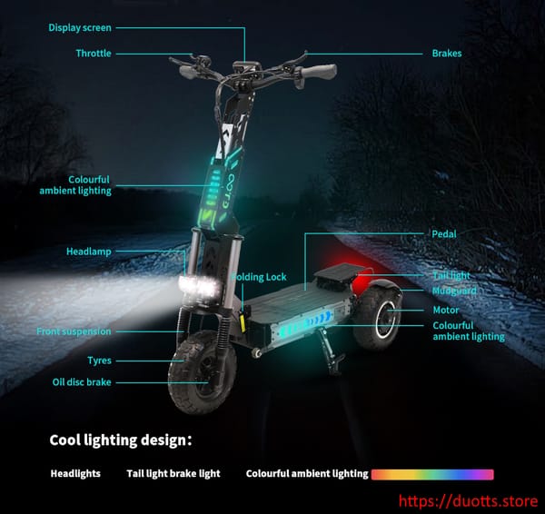 DUOTTS T30 Scooter 60V 1600W*2 (40H)  60V 31.2AH https://duotts.store