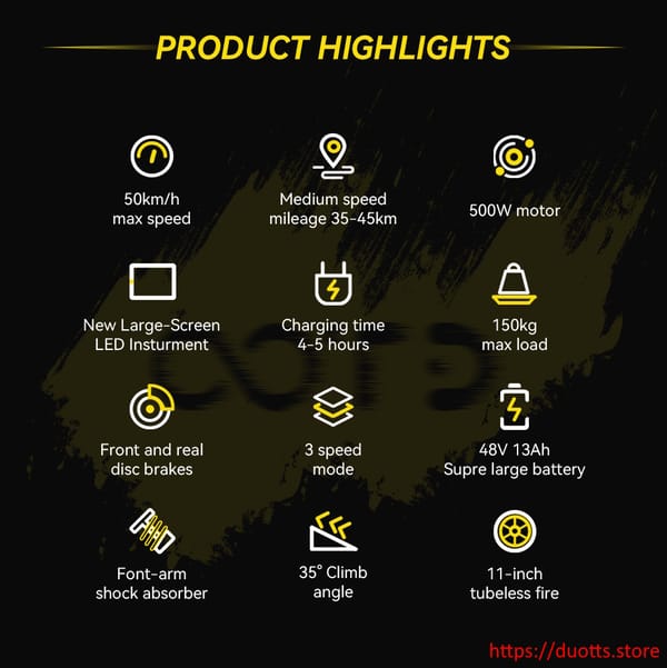 DUOTTS T10 Scooter 500W  48V 13AH Tire 11 inches (90/65-6.5) https://duotts.store DUOTTS T10 Scooter 500W  48V 13AH Tire 11 inches (90/65-6.5) https://duotts.store