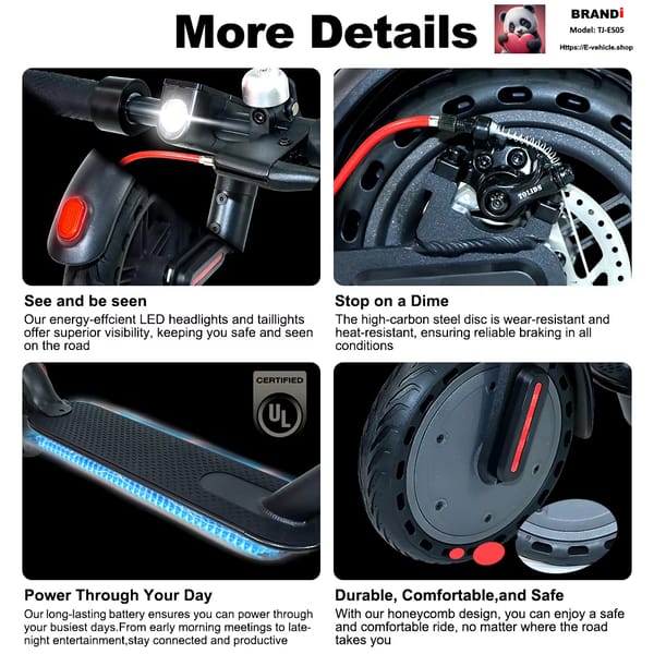 BRANDi TJ-ES05 E-Scooter 350W 36V 10,4 Ah Lithium Battery 8,5" inch wheels Trade Sutinen EU