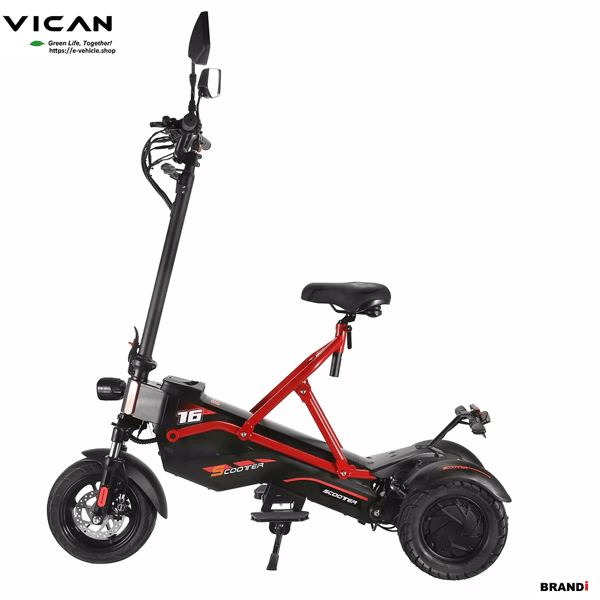 VICAN V-YF020 Folding E-Scooter 3-Wheel 2 X 800W (1600W) 48V 24Ah Lithium Battery 12" Off road tires with Tubes VICAN V-YF020 Folding E-Scooter 3-Wheel 2 X 800W (1600W) 48V 24Ah Lithium Battery 12" Off road tires with Tubes