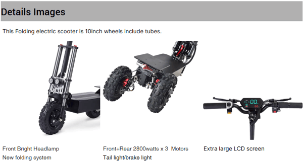 VICAN V-Y6 3 Wheel Electric Scooter 8400W (3X2800W) 60V 26AH 11" Off road tires with Tubes Trade Sutinen EU