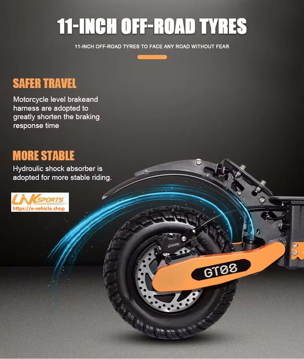 Linksports E-Scooter GT08 5600W dual motor (2800Wx2) 60V 27Ah Lithium battery, Seat , 11" Tires Trade Sutinen EU