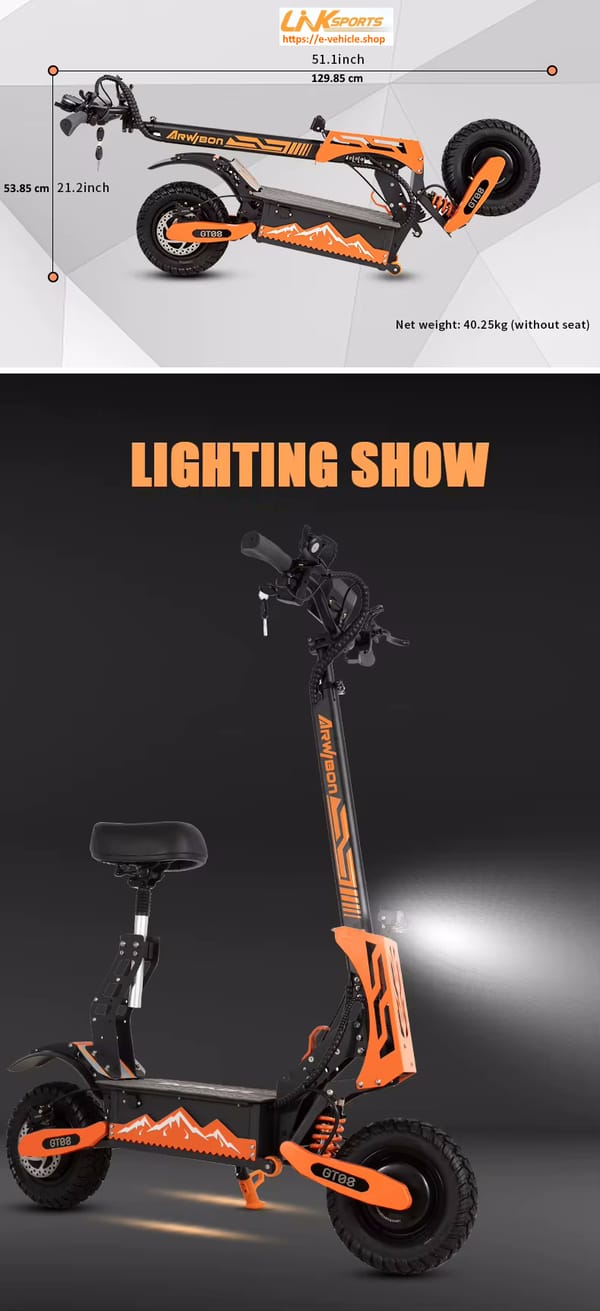 Linksports E-Scooter GT08 5600W dual motor (2800Wx2) 60V 27Ah Lithium battery, Seat , 11" Tires Trade Sutinen EU