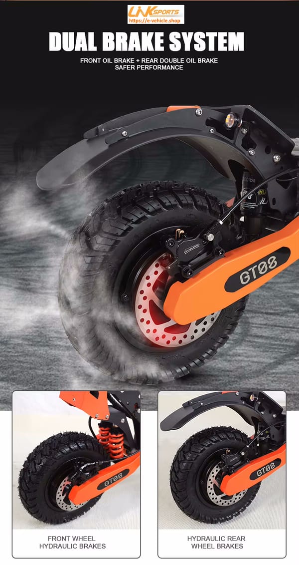 Linksports E-Scooter GT08 5600W dual motor (2800Wx2) 60V 27Ah Lithium battery, Seat , 11" Tires Trade Sutinen EU