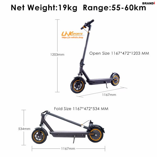 LinkSports LD-4Max / T4-MAX 500W 36V 15Ah Electric Scooter with front suspension and App Trade Sutinen EU