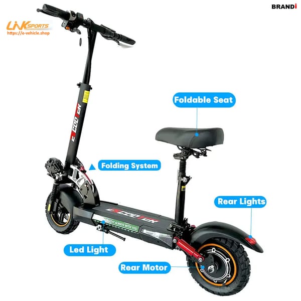 LinkSports LD-10 800W 48V 16Ah Electric Scooter Seat 10" off road Tires Trade Sutinen EU