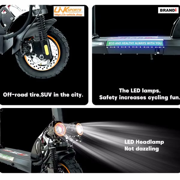 LinkSports LD-10 800W 48V 16Ah Electric Scooter Seat 10" off road Tires Trade Sutinen EU