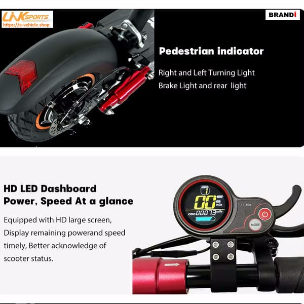 LinkSports LD-10 800W 48V 16Ah Electric Scooter Seat 10" off road Tires Trade Sutinen EU