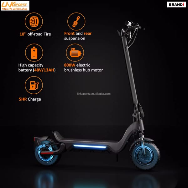 LinkSports LD-S9 Plus 800W (1400W Peak) 48V 15Ah Electric Scooter 10" off road Tires LinkSports LD-S9 Plus 800W (1400W Peak) 48V 15Ah Electric Scooter 10" off road Tires
